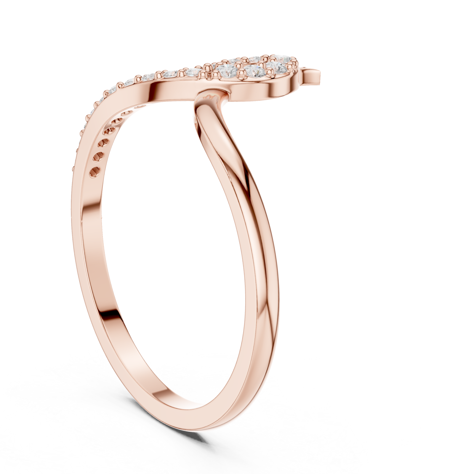  Rose Gold Radiant Lines Flowing Ring Left View