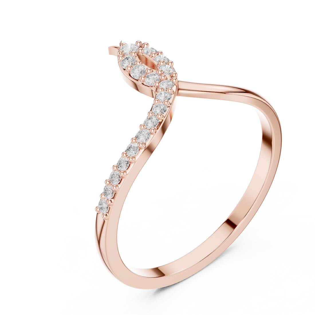 Rose Gold Radiant Lines Flowing Ring Right View