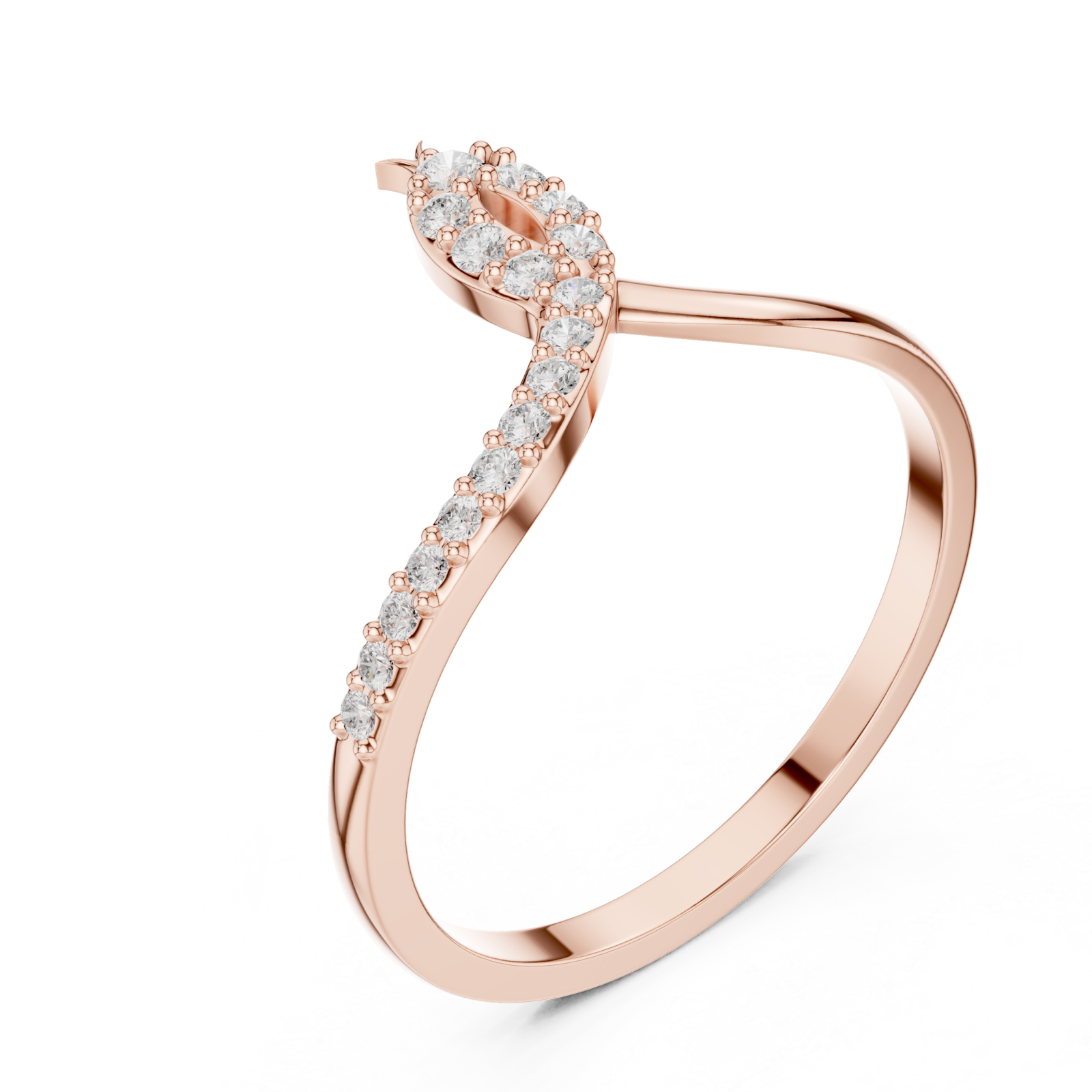  Rose Gold Radiant Lines Flowing Ring Right View
