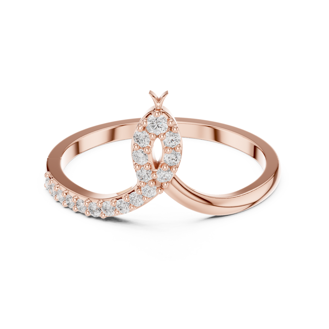  Rose Gold Radiant Lines Flowing Ring Right View