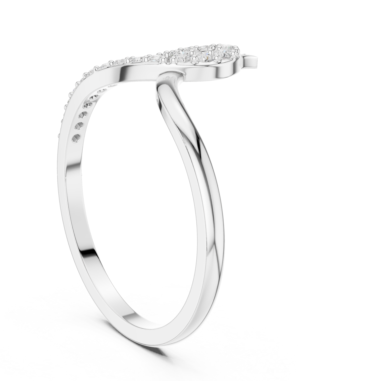  White Gold Radiant Lines Flowing Ring Left View