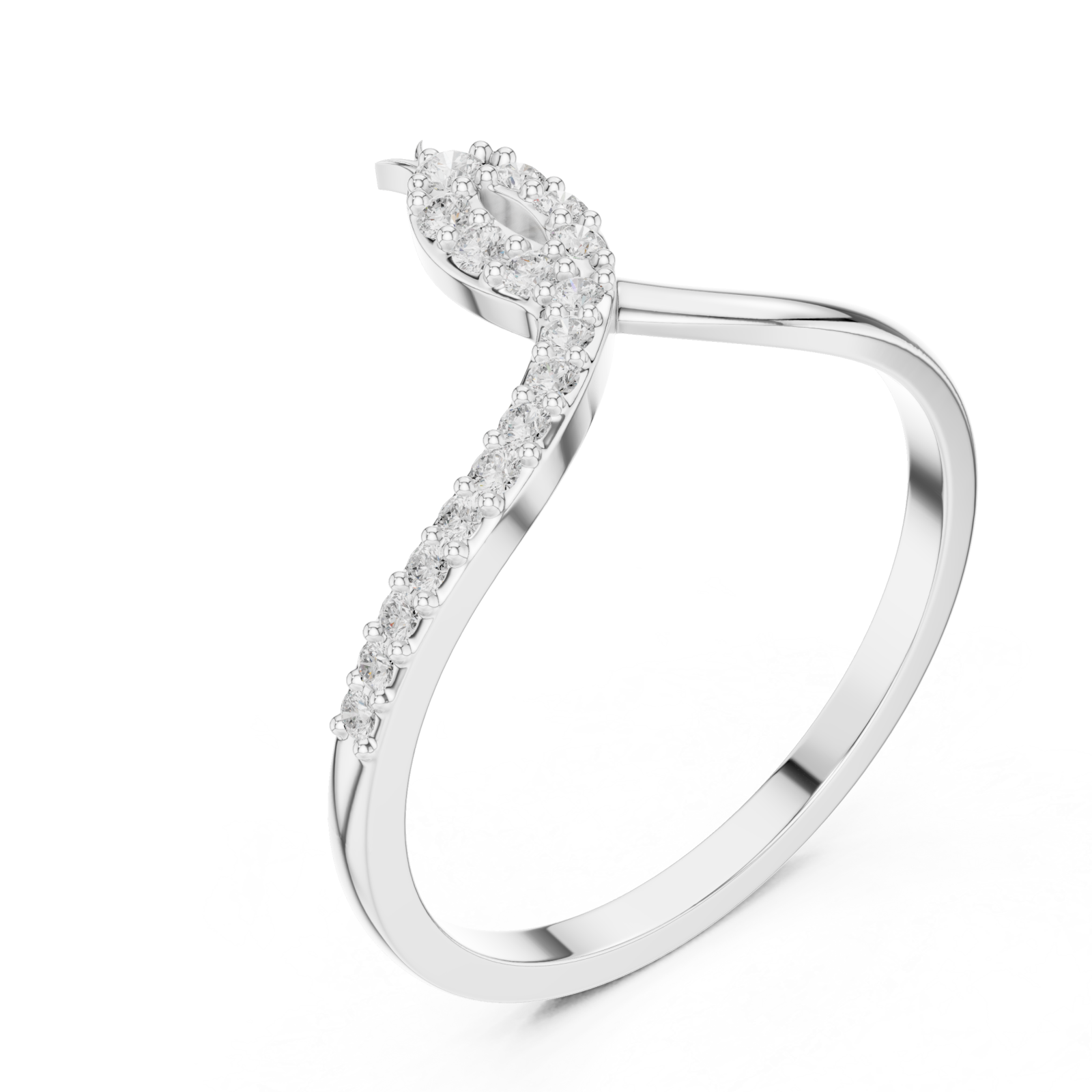  White Gold Radiant Lines Flowing Ring Right View