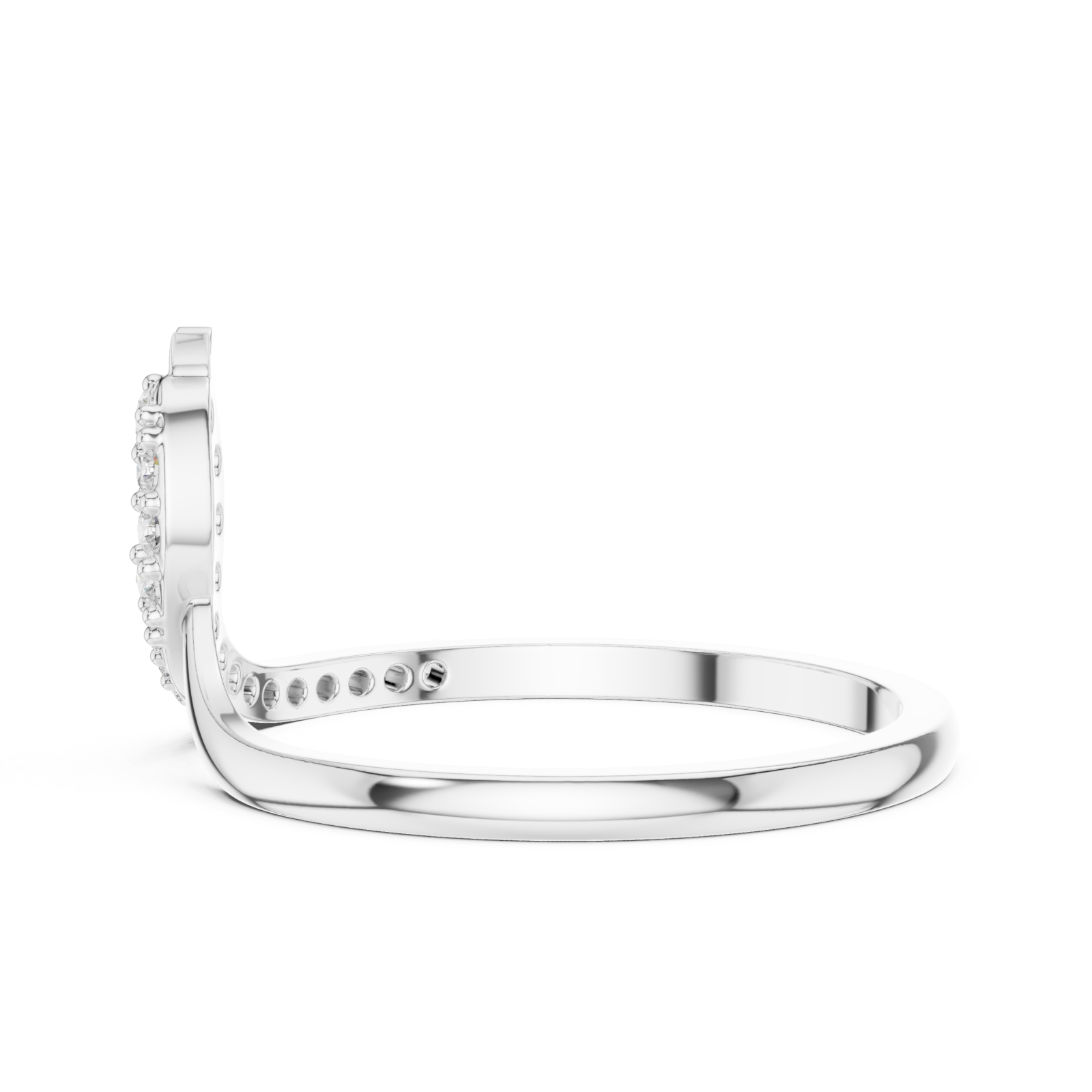  White Gold Radiant Lines Flowing Ring Side View