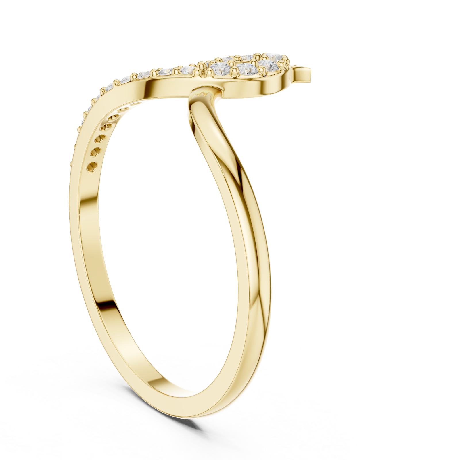  Gold Radiant Lines Flowing Ring Left View