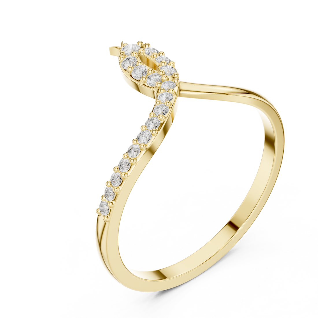 Gold Radiant Lines Flowing Ring Right View