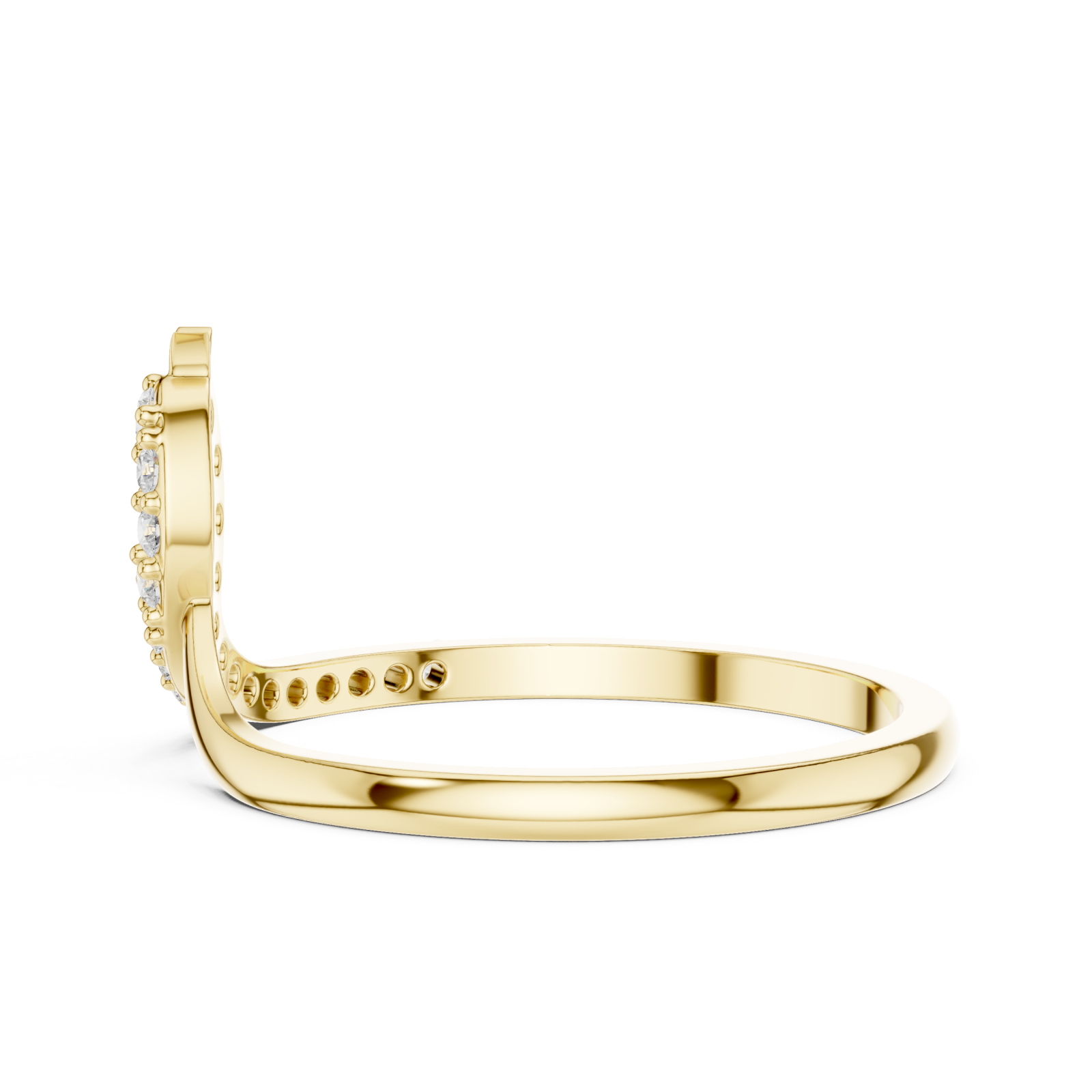  Gold Radiant Lines Flowing Ring Side View