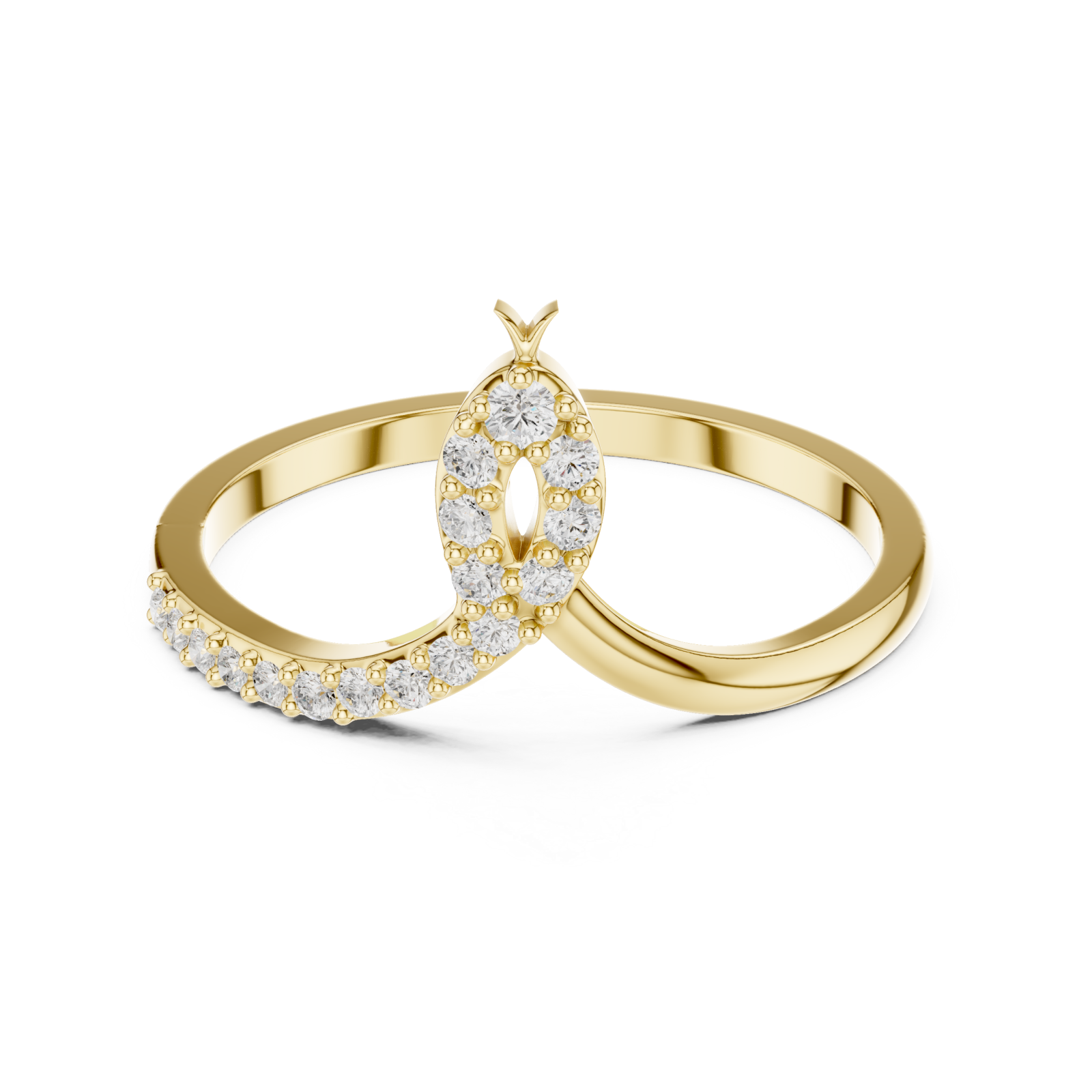  Gold Radiant Lines Flowing Ring Front View