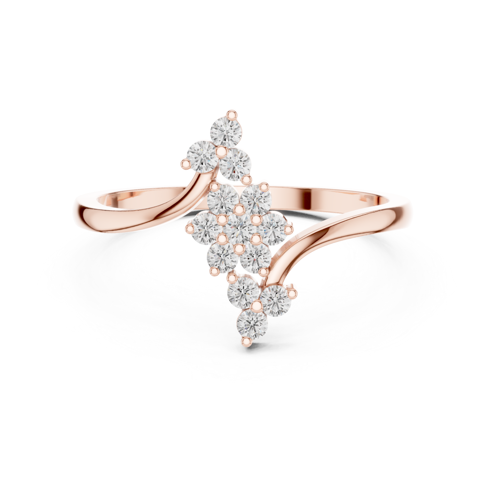  Rose Gold Serene Crest Silhouette Bypass Band Front View