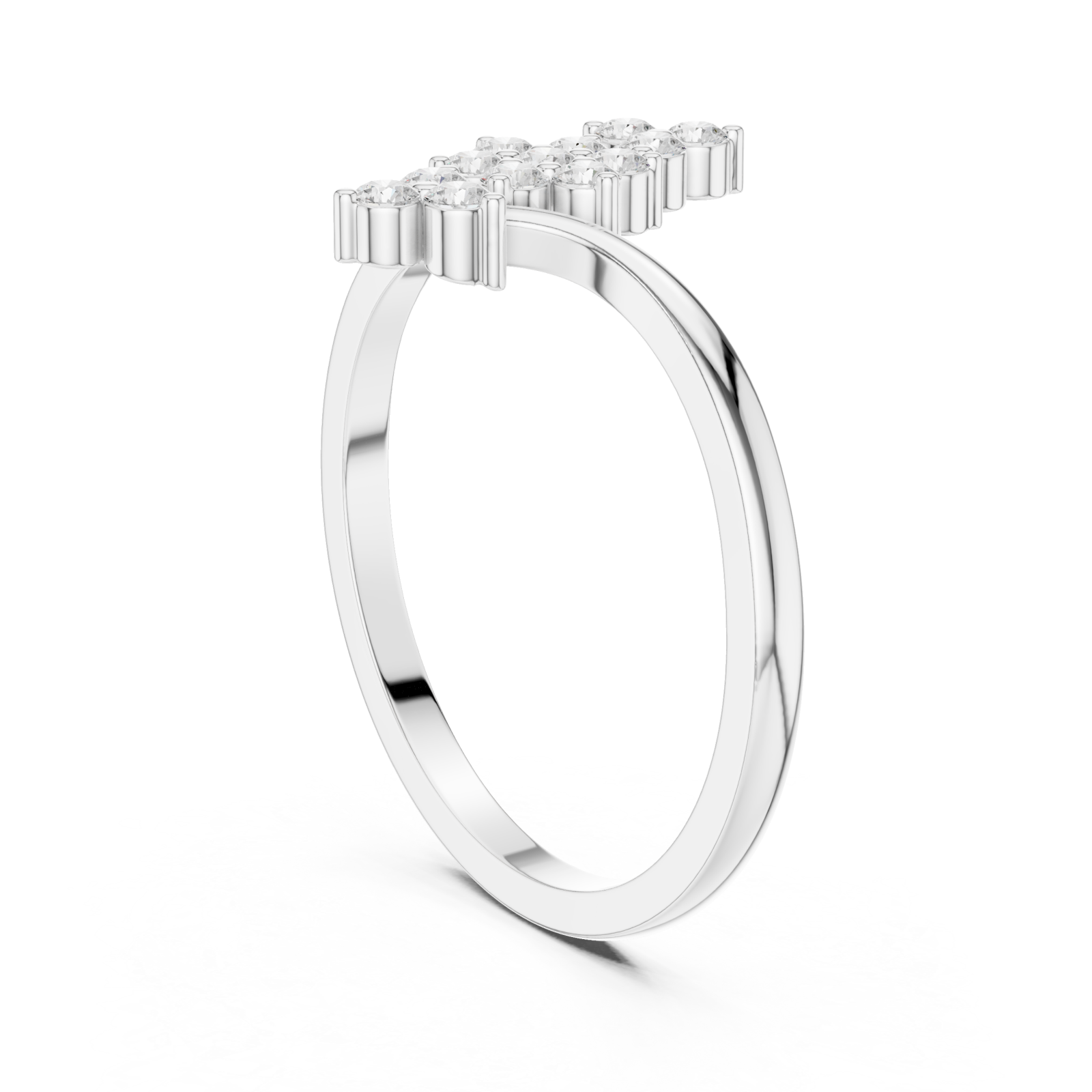  White Gold Serene Crest Silhouette Bypass Band Left View