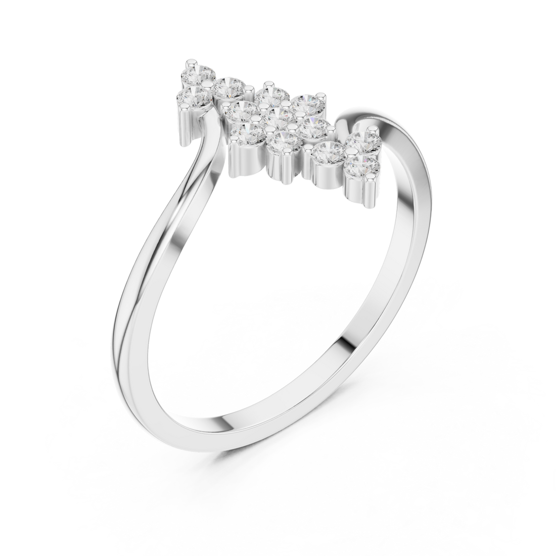  White Gold Serene Crest Silhouette Bypass Band Right View