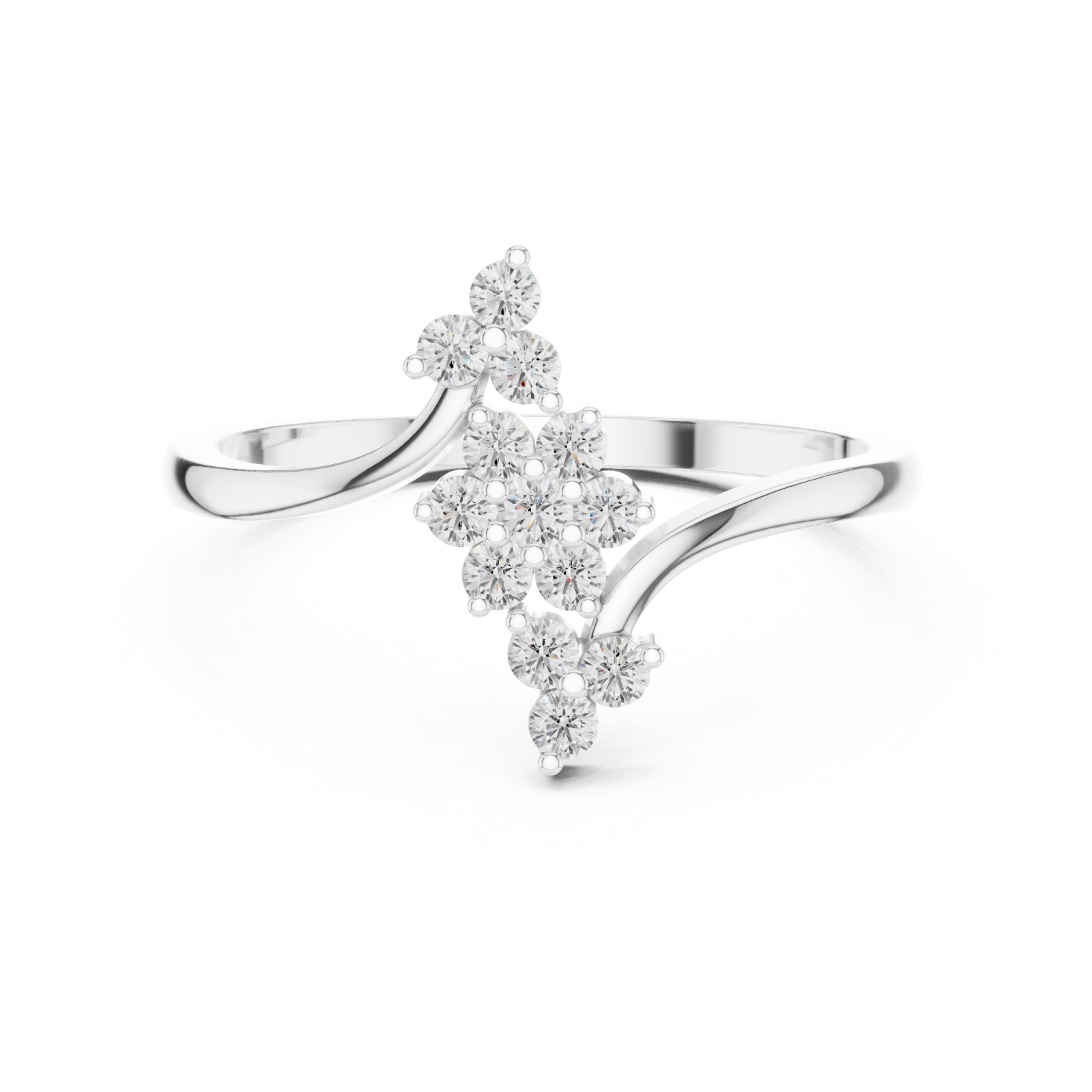  White Gold Serene Crest Silhouette Bypass Band Front View