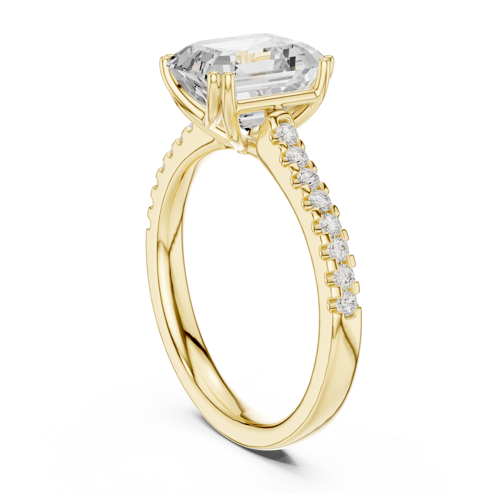  Gold Radiant Cascade Classic Engagement Ring Left View