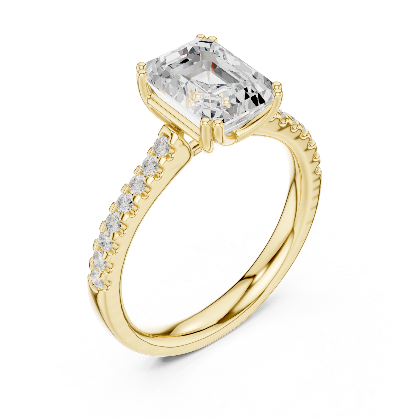 Gold Radiant Cascade Classic Engagement Ring Right View