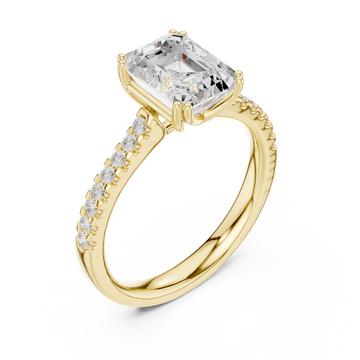 Gold Radiant Cascade Classic Engagement Ring Right View