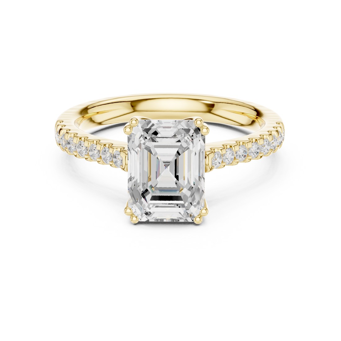 Gold Radiant Cascade Classic Engagement Ring Right View