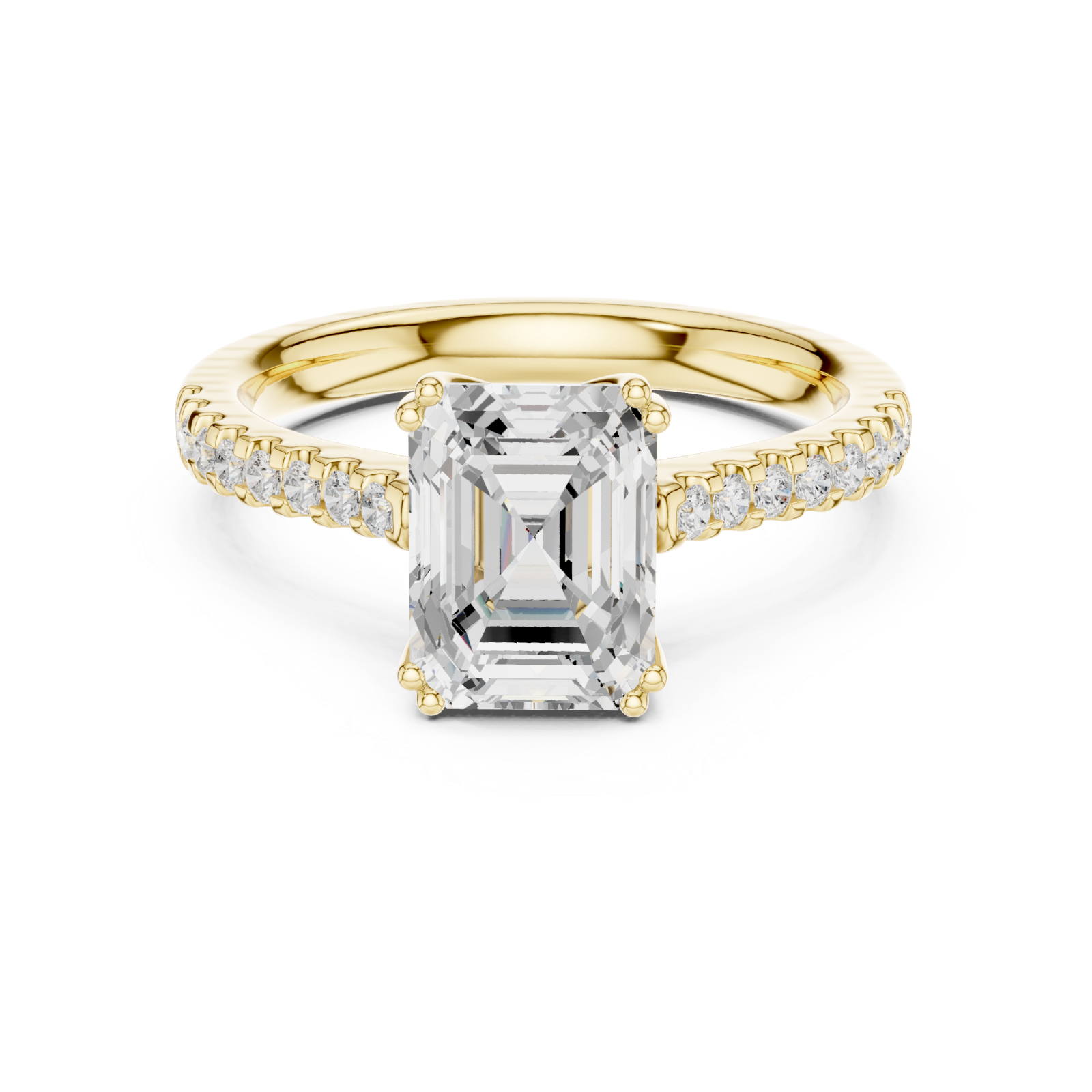  Gold Radiant Cascade Classic Engagement Ring Front View