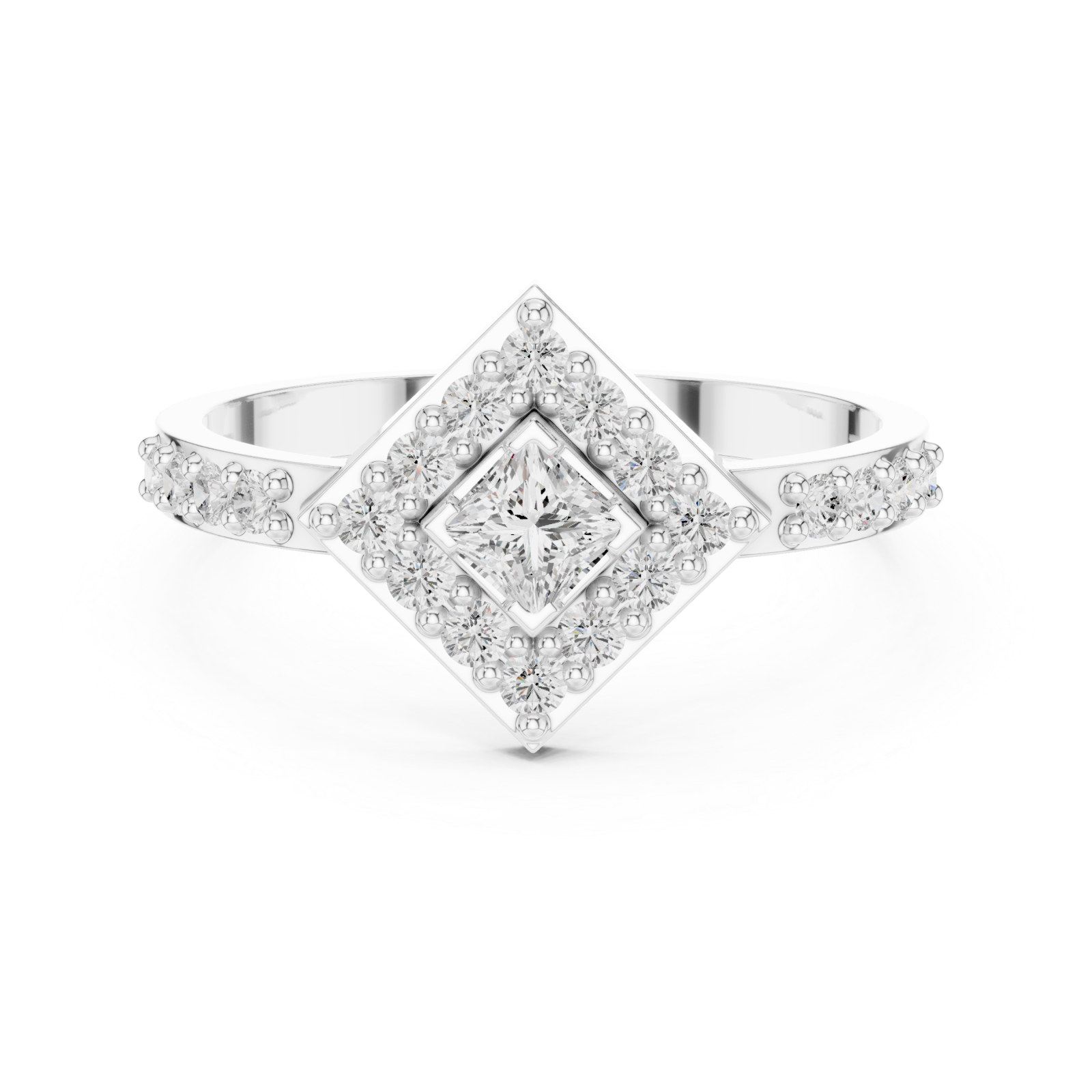  White Gold Enchanted Aurora Signature Ring Front View