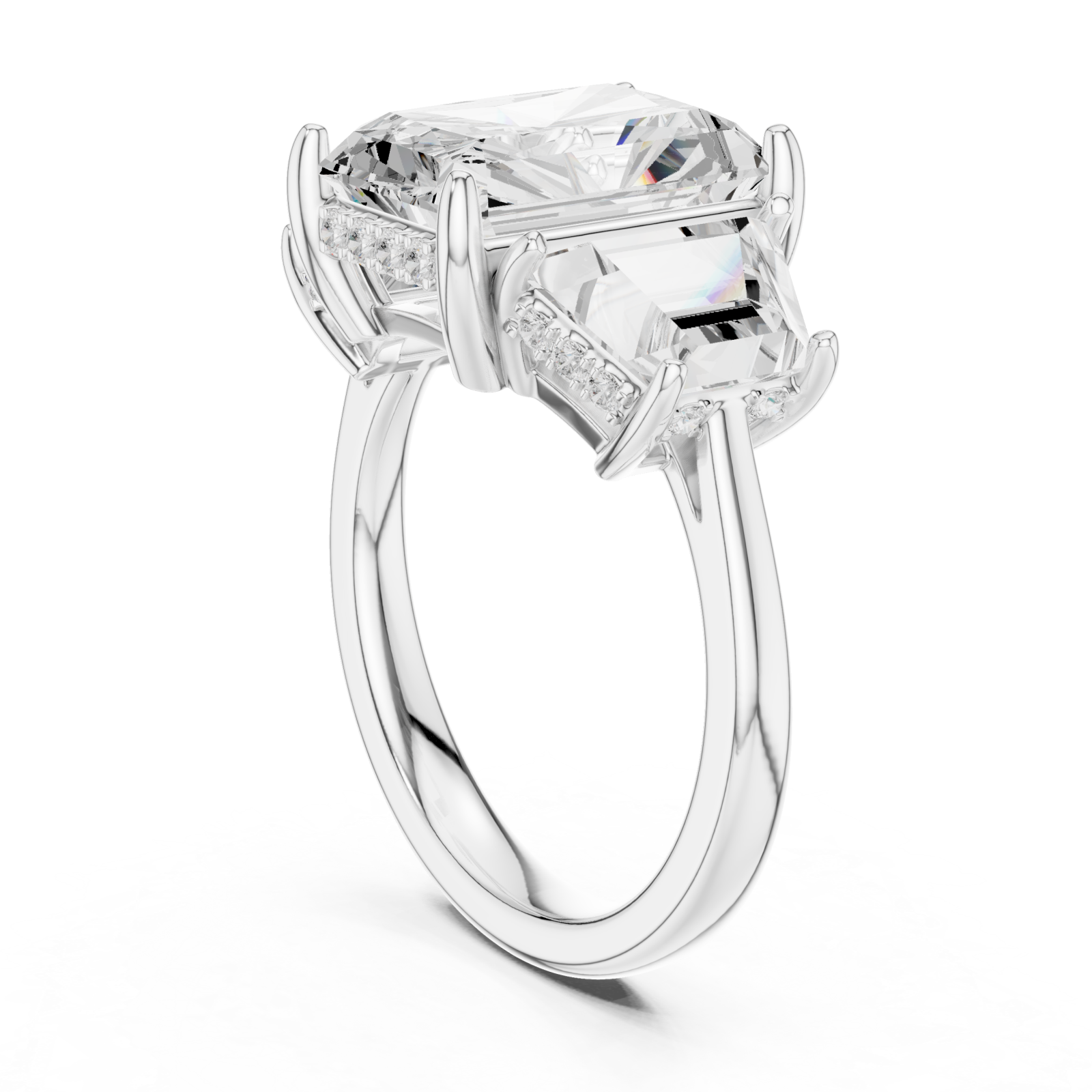  White Gold Radiance Tria Cathedral Ring Left View