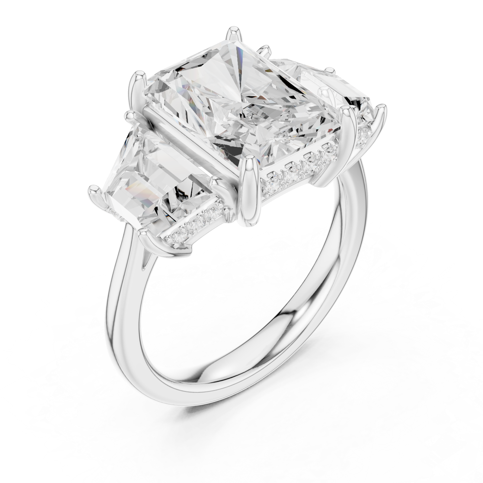  White Gold Radiance Tria Cathedral Ring Right View
