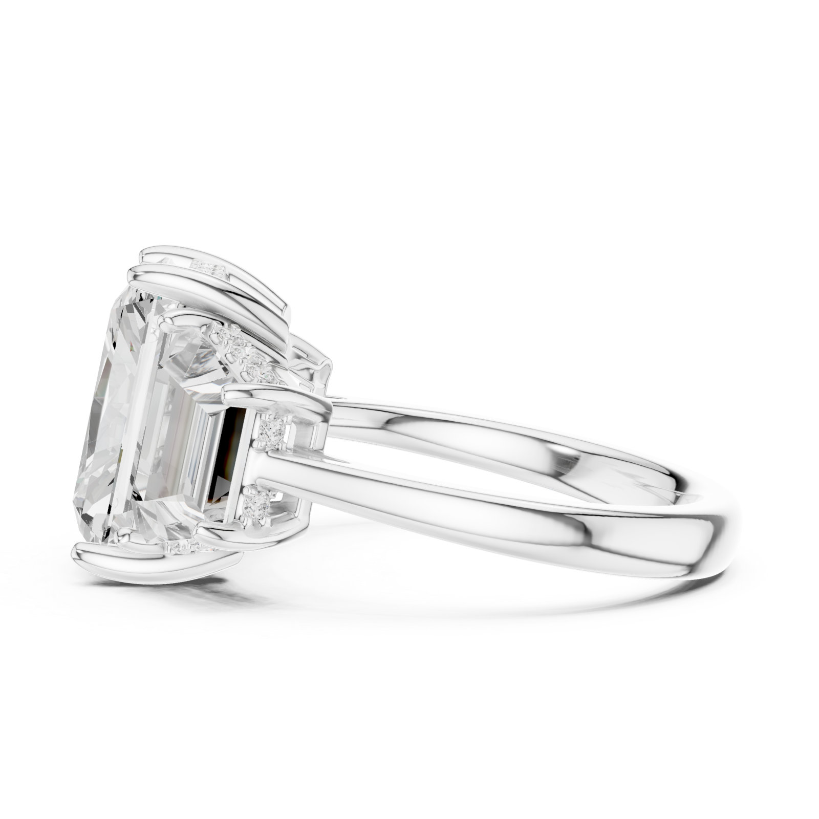 White Gold Radiance Tria Cathedral Ring Side View