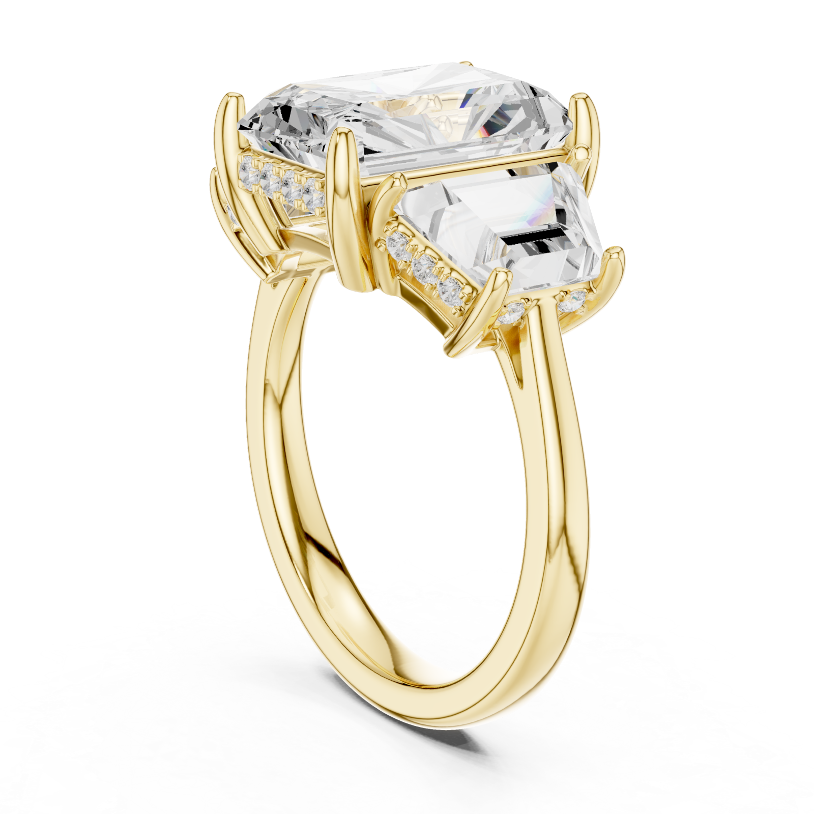  Gold Radiance Tria Cathedral Ring Left View