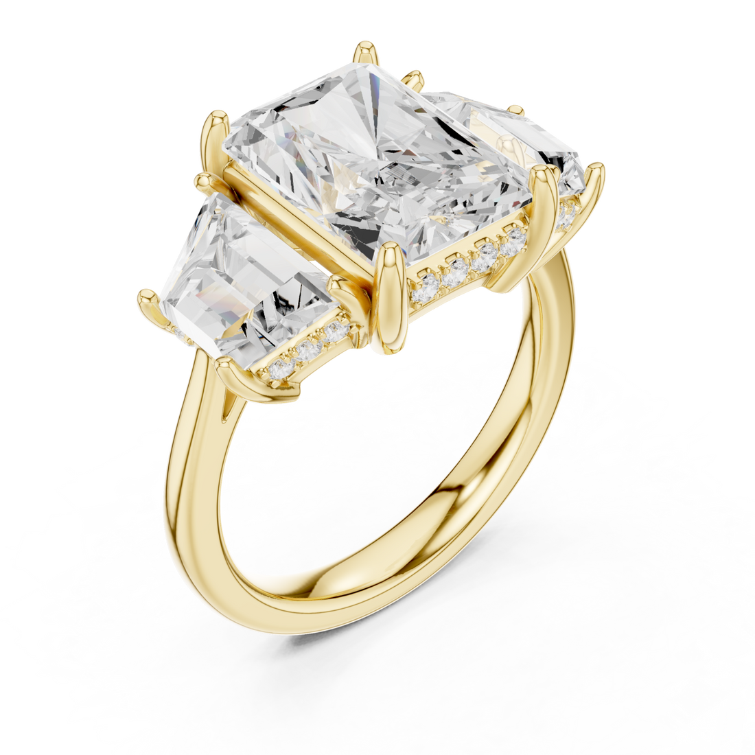 Gold Radiance Tria Cathedral Ring Right View