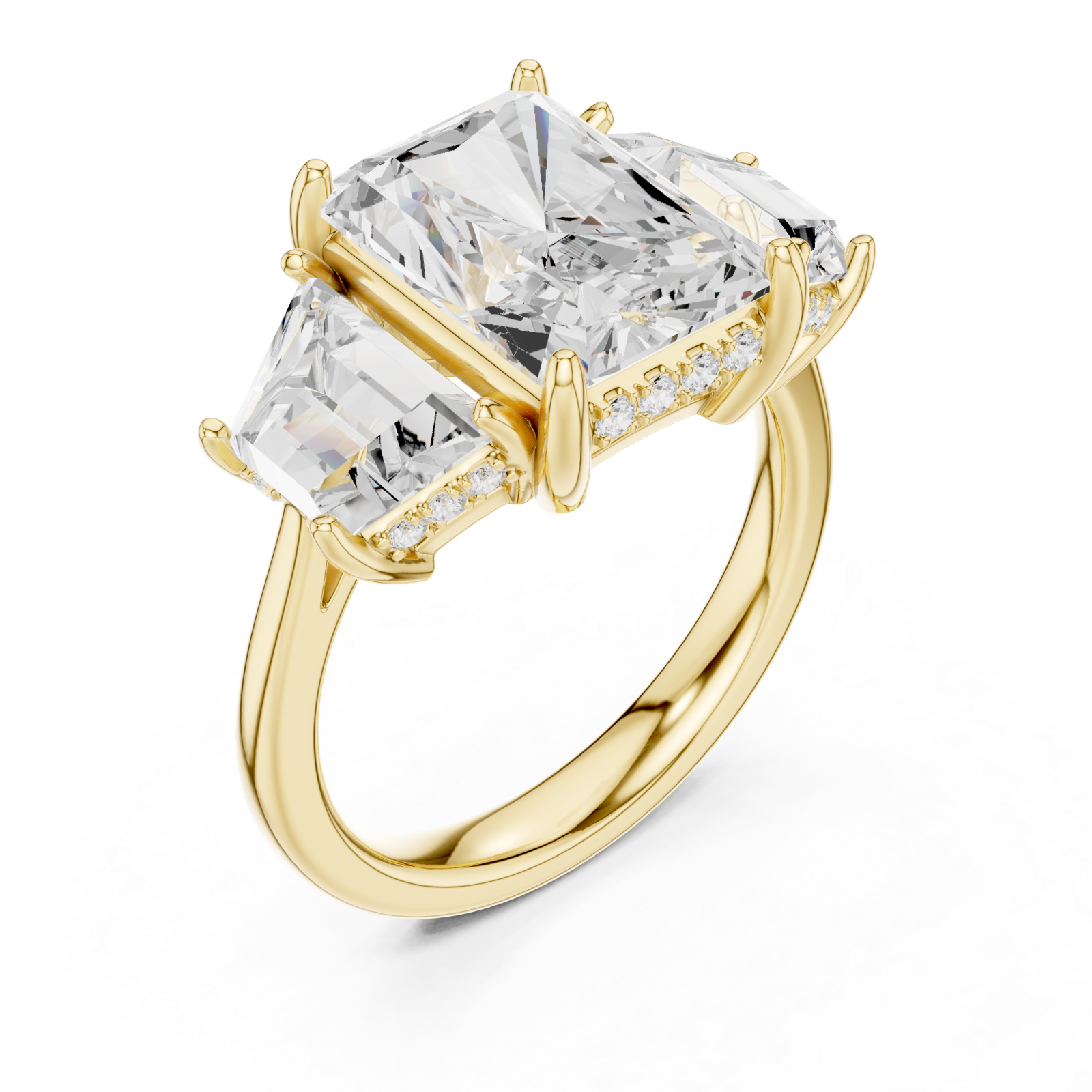 Gold Radiance Tria Cathedral Ring Right View