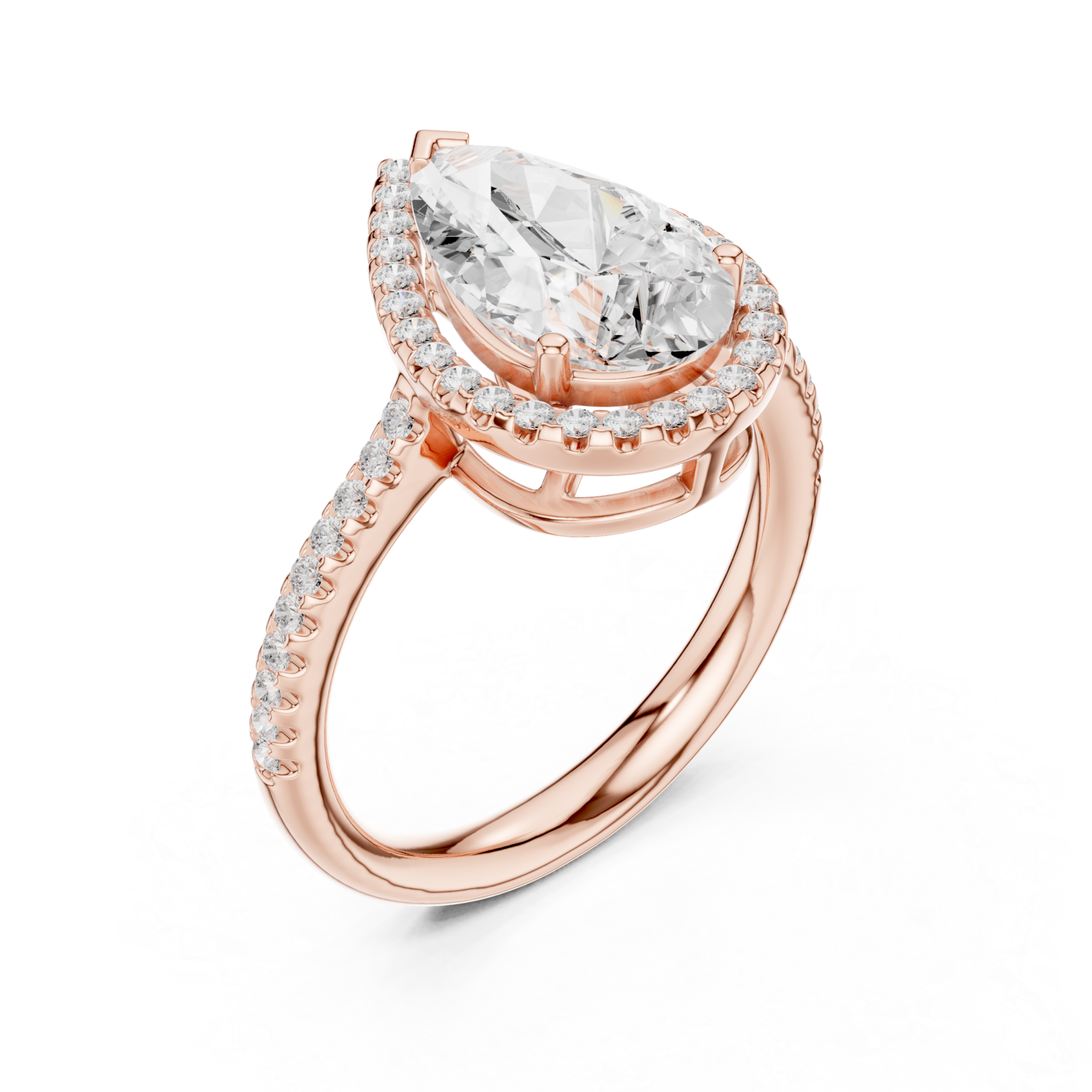  Rose Gold Radiant Teardrop Halo Statement Ring Right View