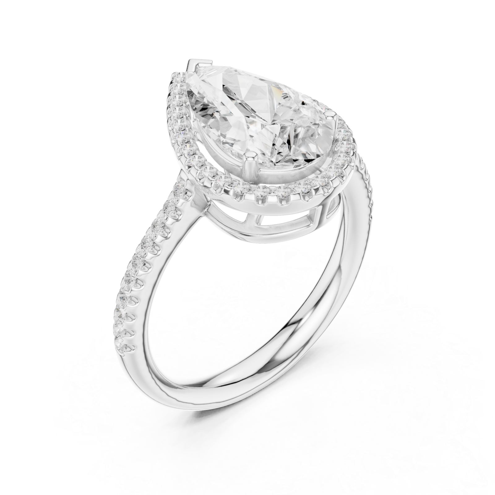  White Gold Radiant Teardrop Halo Statement Ring Right View