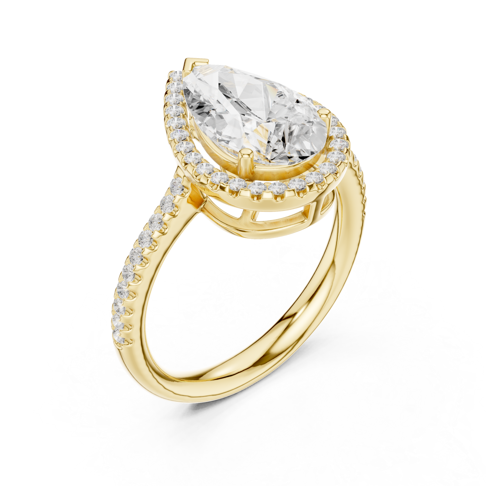 Gold Radiant Teardrop Halo Statement Ring Right View