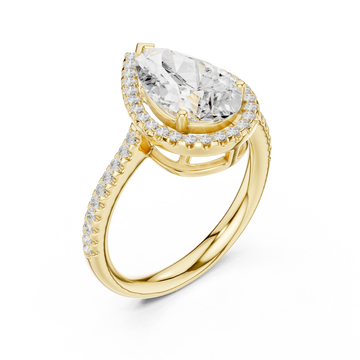 Gold Radiant Teardrop Halo Statement Ring Right View