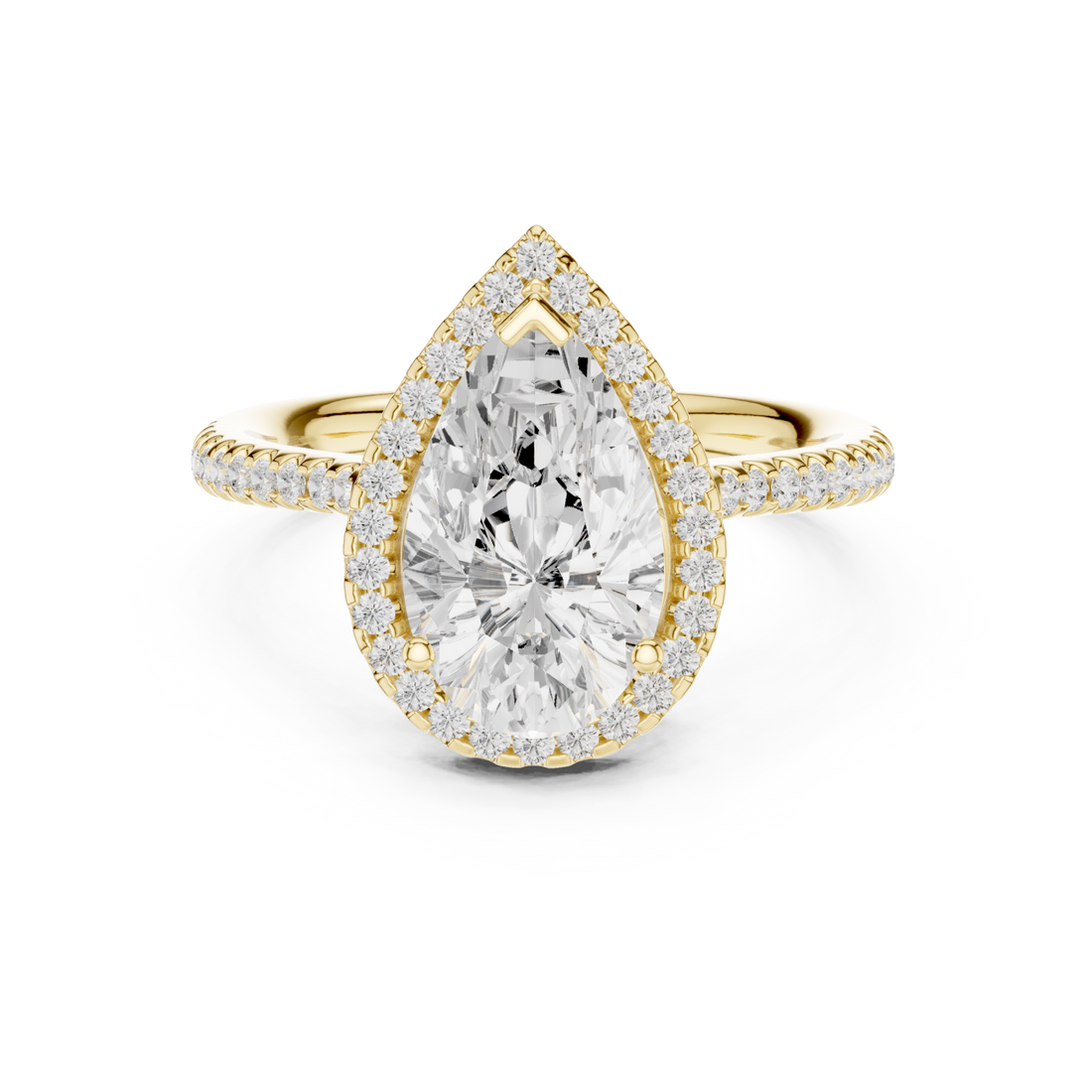Gold Radiant Teardrop Halo Statement Ring Right View