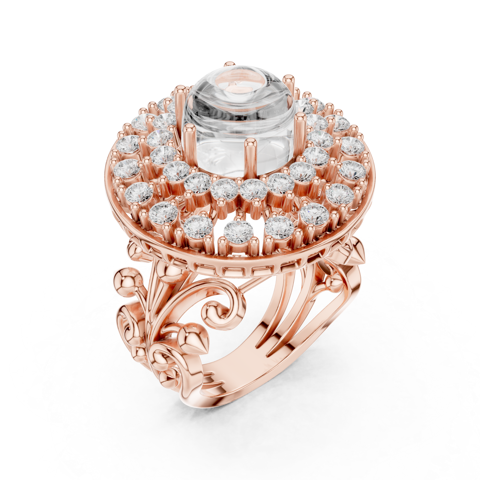  Rose Gold Regency Filigree Empress Couture Ring Right View