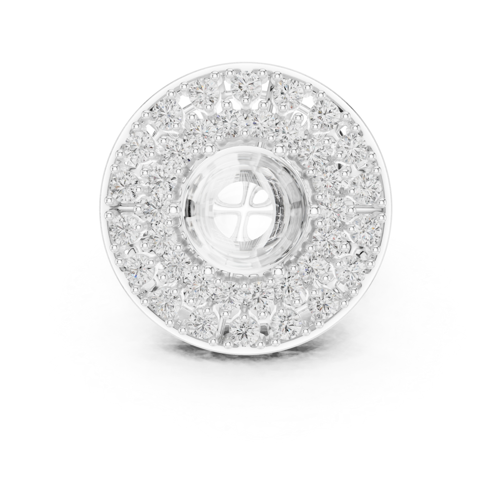  White Gold Regency Filigree Empress Couture Ring Front View