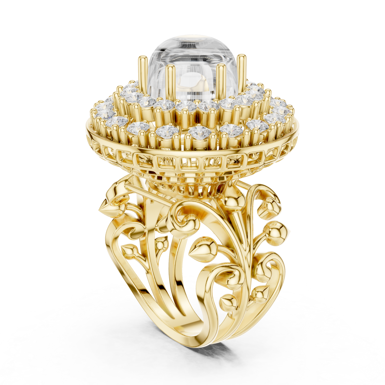  Gold Regency Filigree Empress Couture Ring Left View