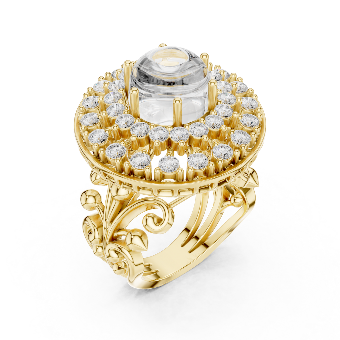 Gold Regency Filigree Empress Couture Ring Right View