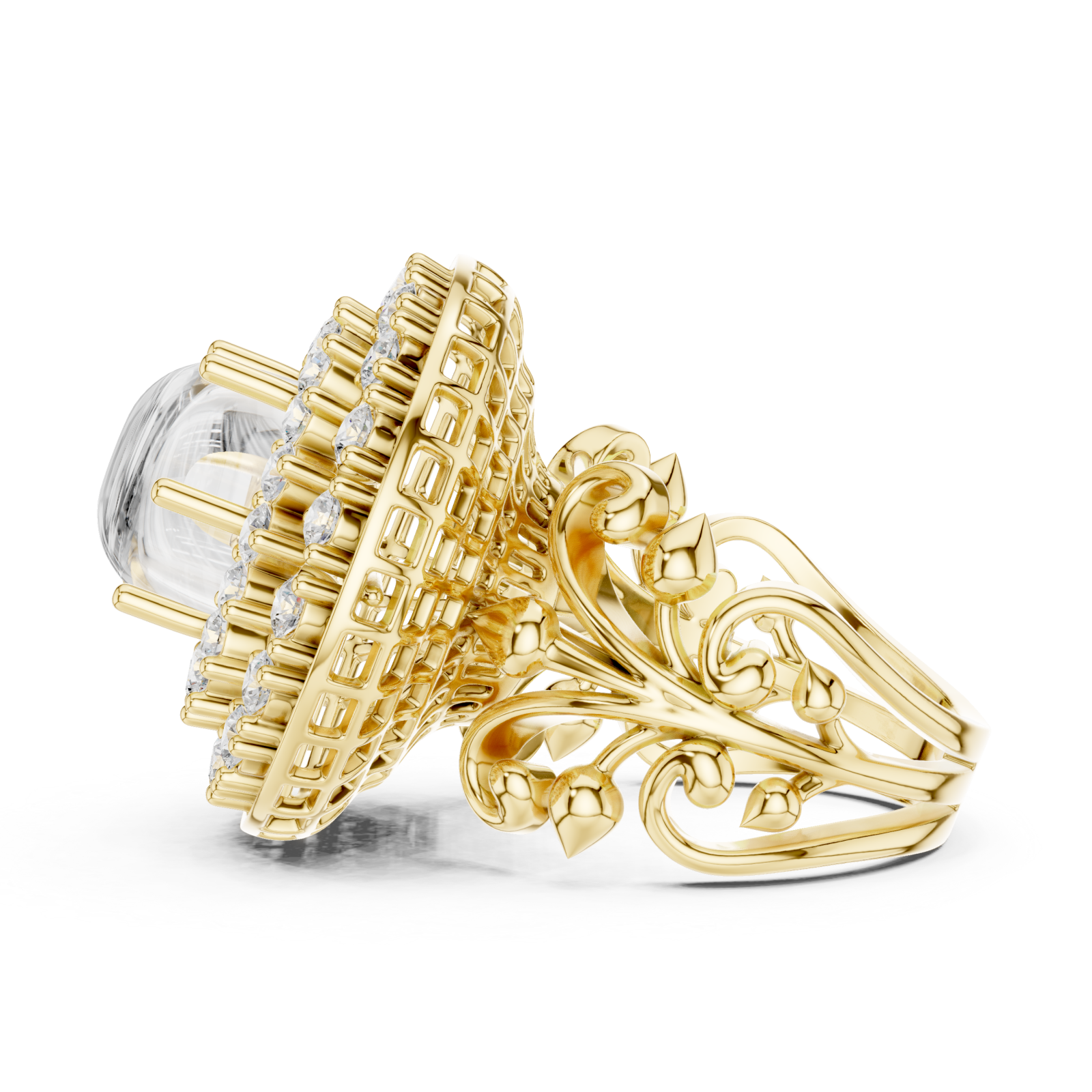  Gold Regency Filigree Empress Couture Ring Side View