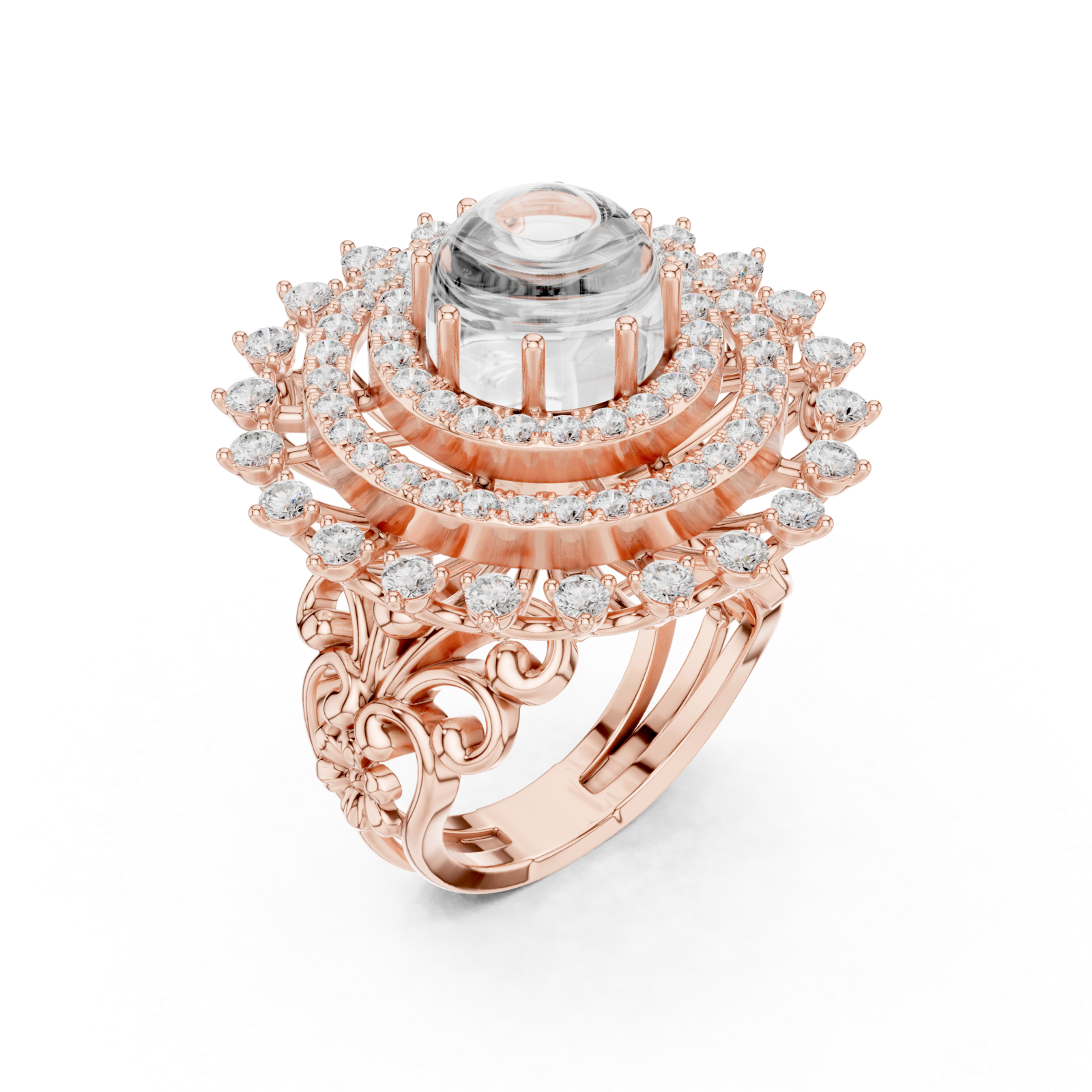  Rose Gold Radiant Celestia Halo Ring Right View