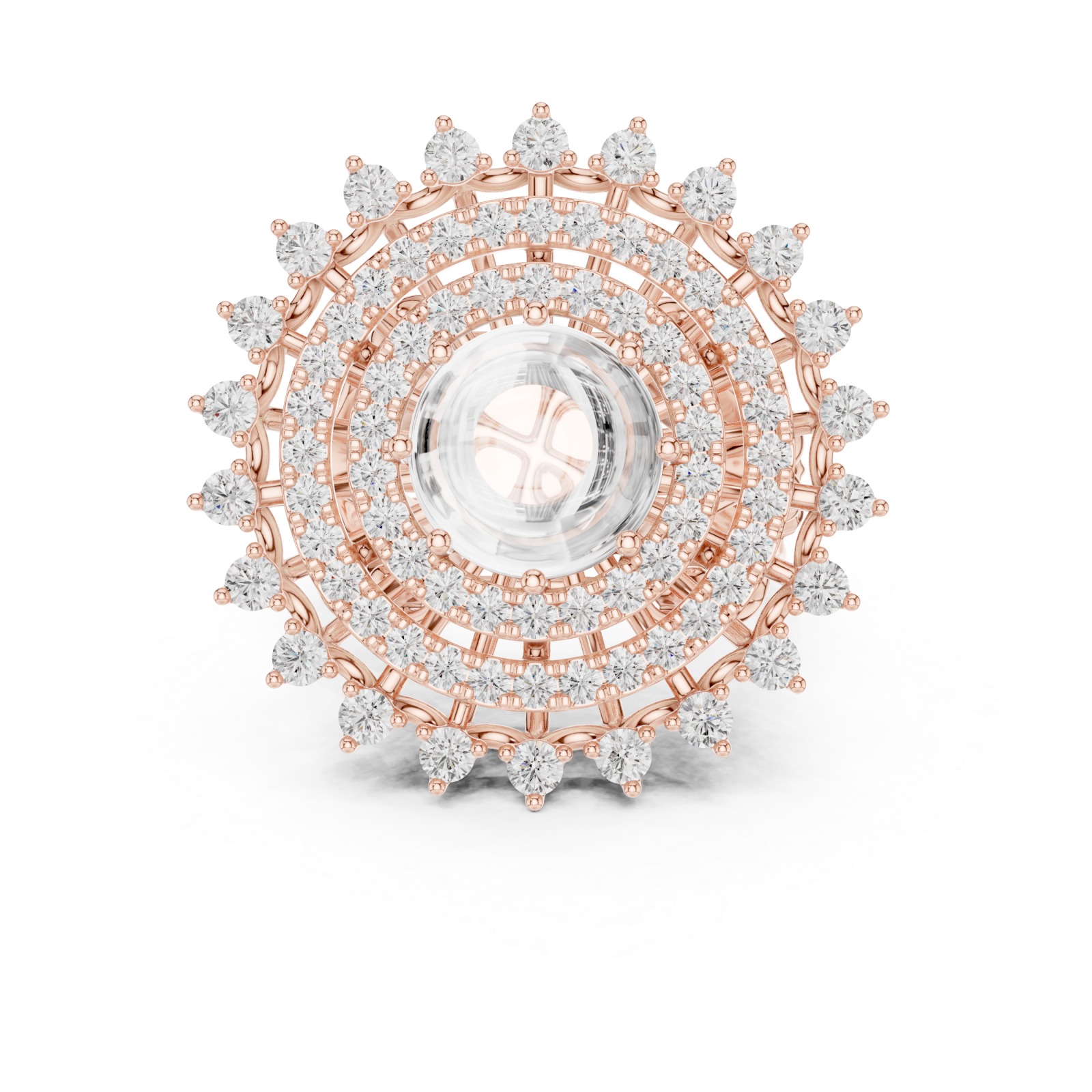  Rose Gold Radiant Celestia Halo Ring Front View