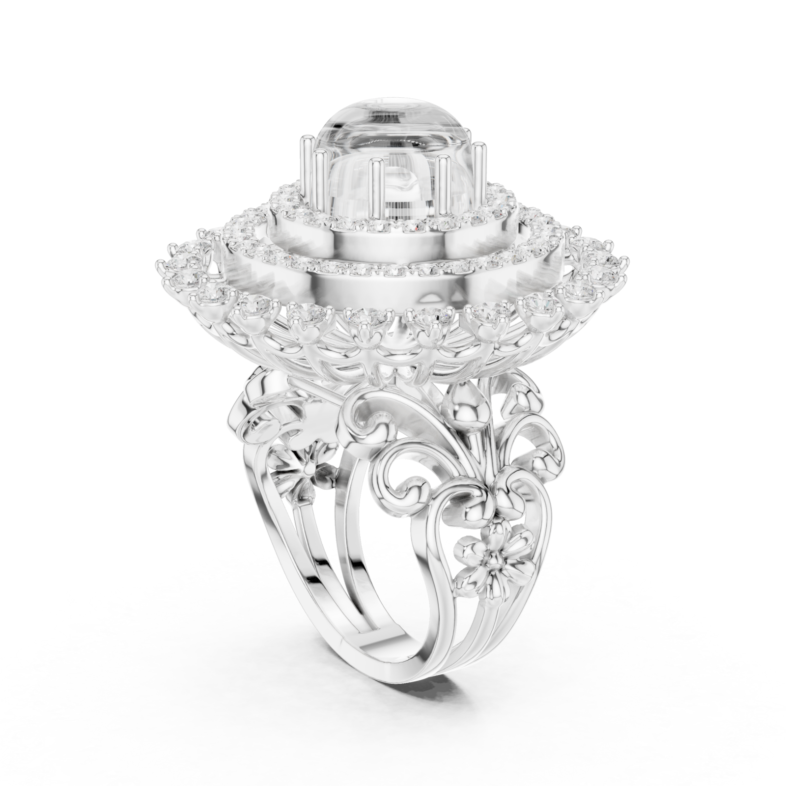  White Gold Radiant Celestia Halo Ring Left View