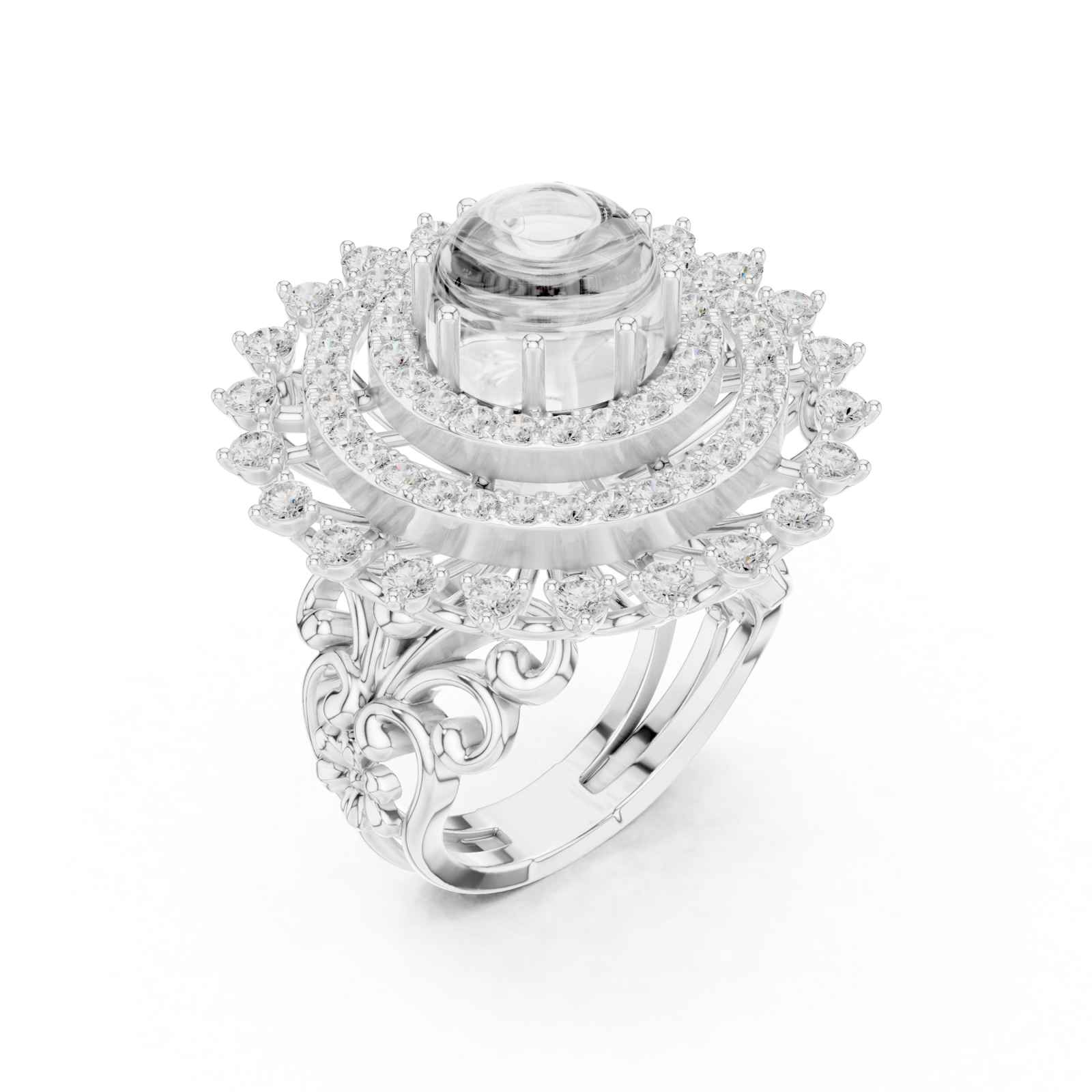  White Gold Radiant Celestia Halo Ring Right View