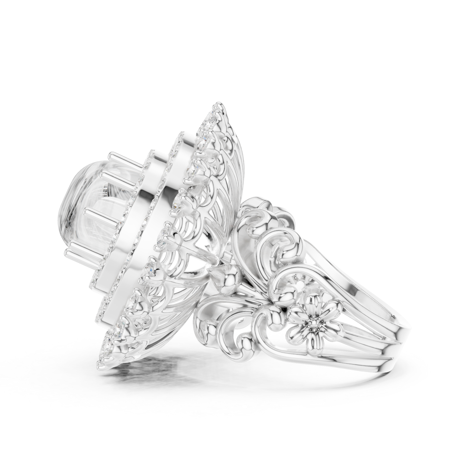  White Gold Radiant Celestia Halo Ring Side View