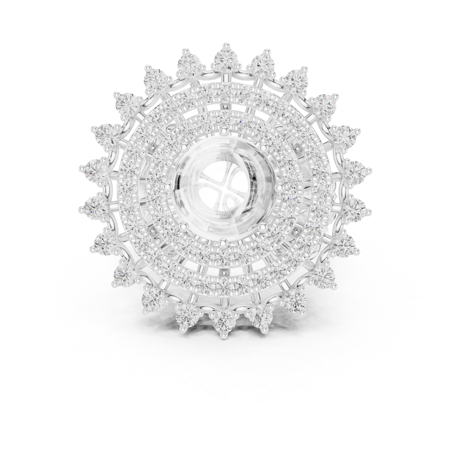  White Gold Radiant Celestia Halo Ring Front View