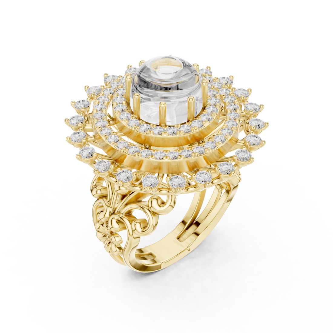 Gold Radiant Celestia Halo Ring Right View