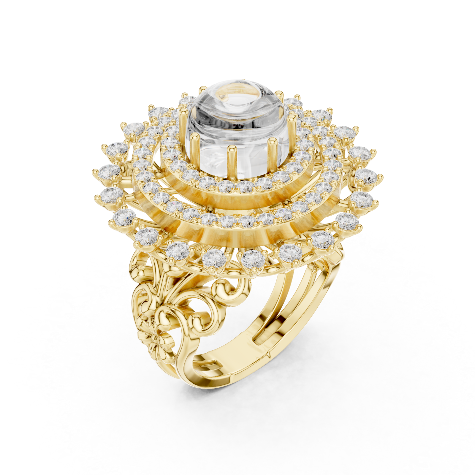 Gold Radiant Celestia Halo Ring Right View