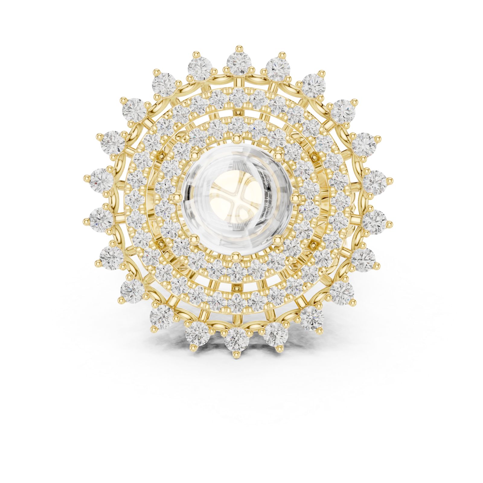  Gold Radiant Celestia Halo Ring Front View