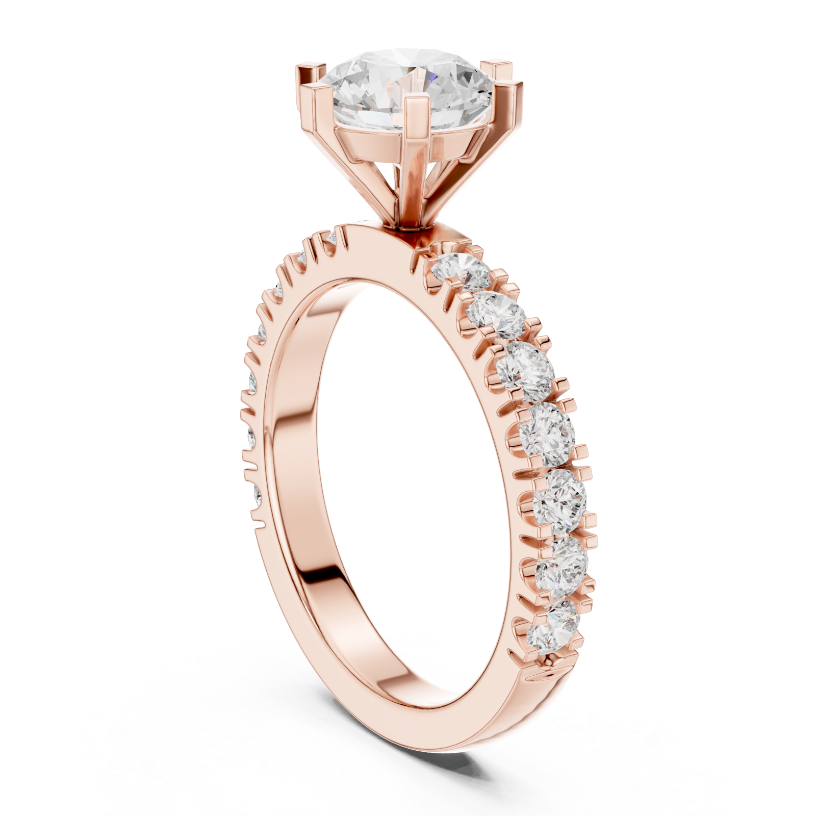  Rose Gold Pure Embrace Solitaire Statement Band Ring Left View
