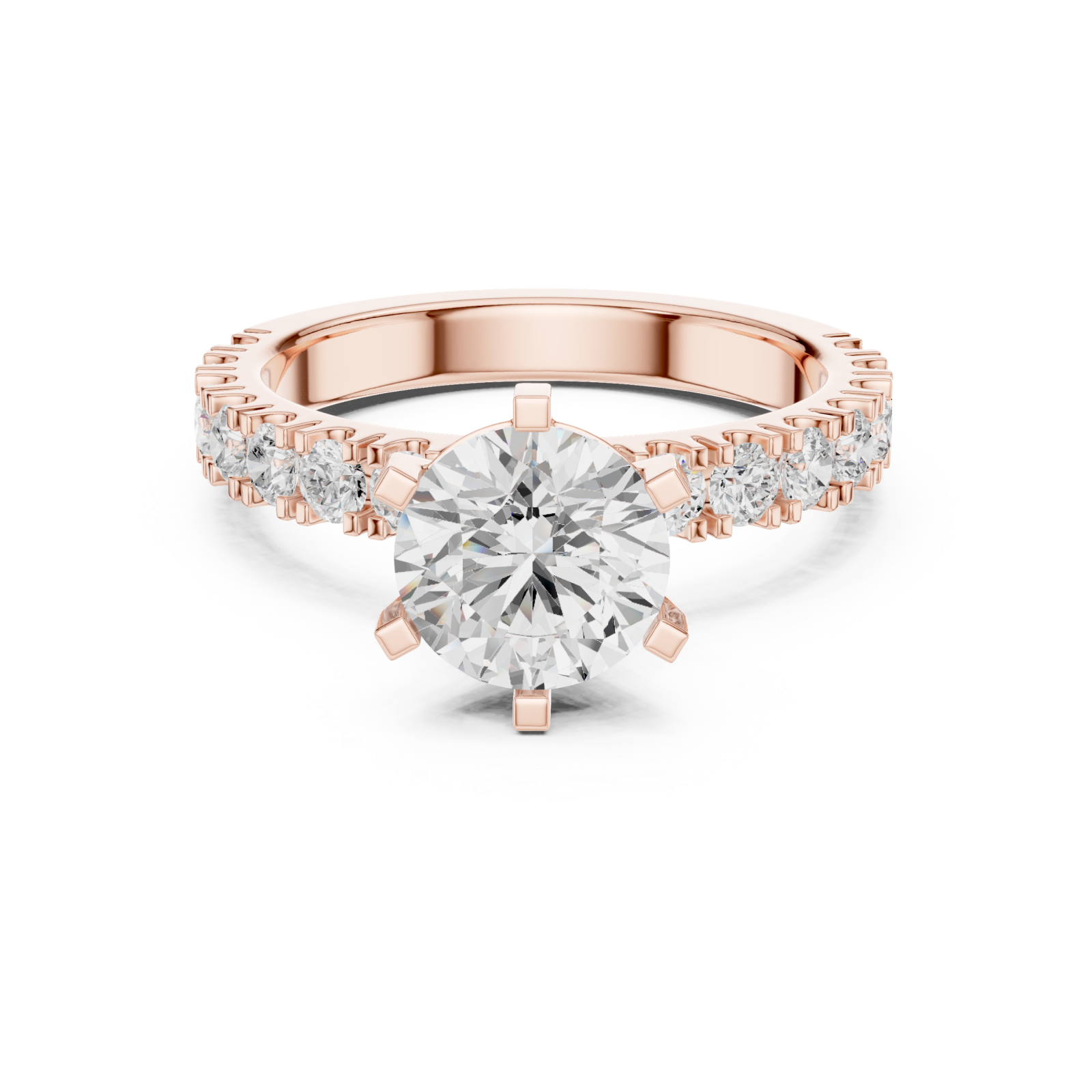  Rose Gold Pure Embrace Solitaire Statement Band Ring Front View