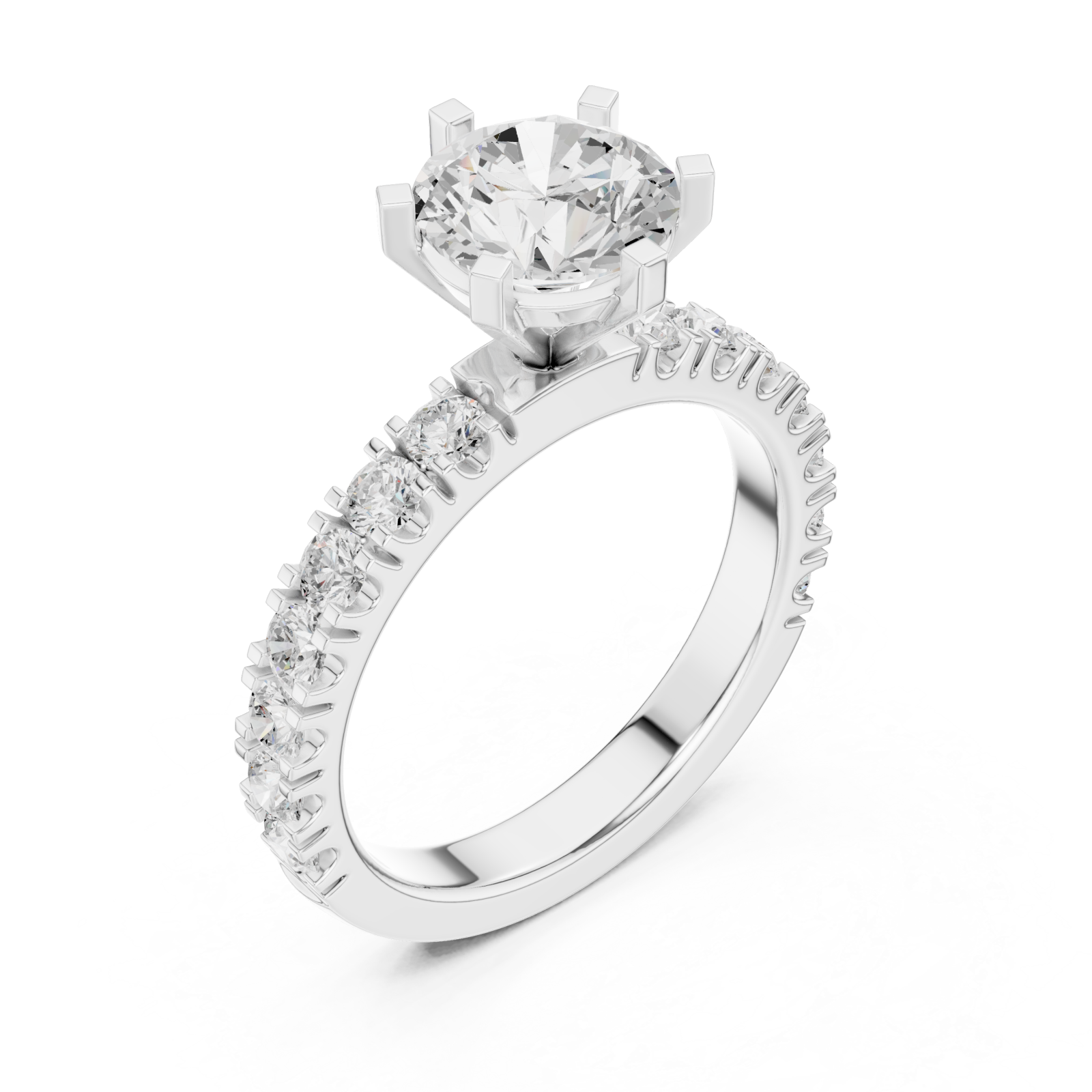  White Gold Pure Embrace Solitaire Statement Band Ring Right View