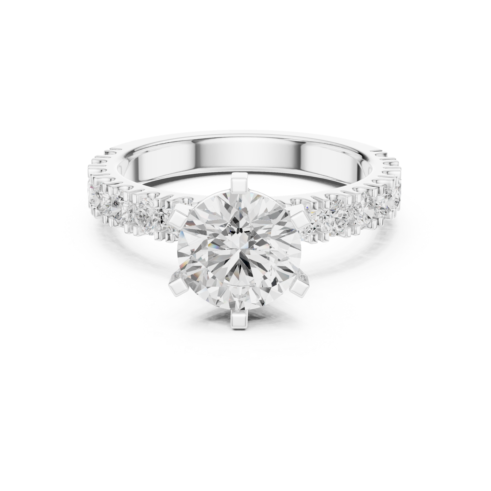  White Gold Pure Embrace Solitaire Statement Band Ring Front View